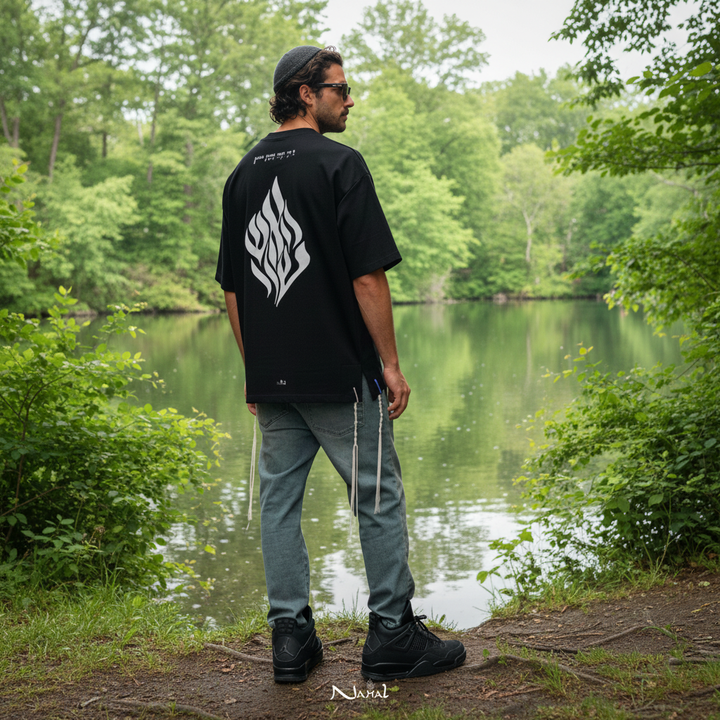 T-shirt tsitsit Haesh Sheli noir NAHAL
