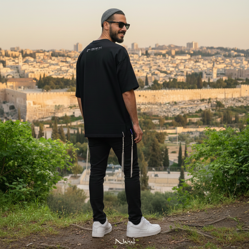 T-Shirt Tsitsit NAHAL — CLASSIC Edition BLACK